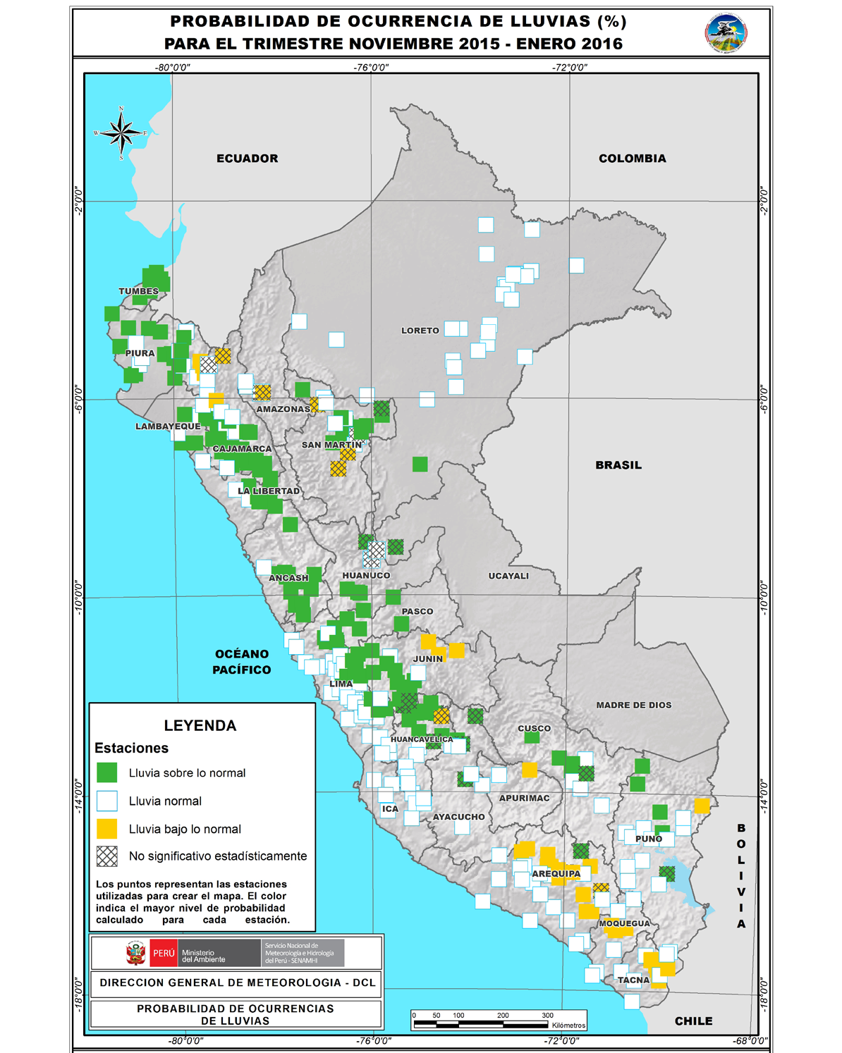 4. 3 PREVISIÓN ESTACIONAL DE LLUVIAS* Para el trimestre se prevén acumulados entre superiores a próximos a su normal en el sector norte y central del país e incluyendo los departamentos Cusco y Puno.
