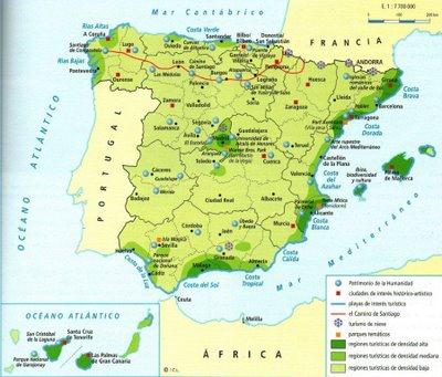 2. LAS PRINCIPALES ÁREAS TURÍSTICAS EN ESPAÑA 2.1. Las áreas turísticas de alta densidad a) Las áreas de sol y playa. Son Baleares, Canarias y la costa mediterránea.