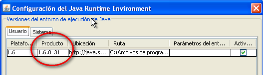Windows 7 o Para conocer la versión del JRE de Java instalado, haciendo doble clic sobre el icono Java, se mostrará la siguiente ventana: En la pestaña Java, podrá comprobar la versión haciendo clic