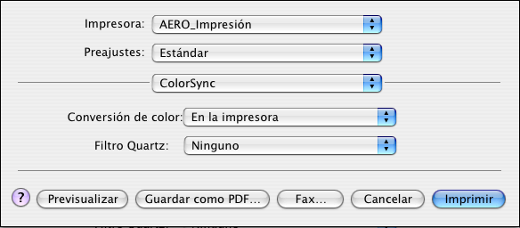 OPCIONES DE IMPRESIÓN DE COLORWISE 30 Configuración de las opciones de impresión en Mac OS En esta sección se explica cómo definir las opciones de impresión de gestión del color con el controlador de