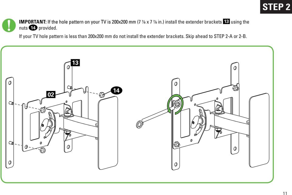 ) install the extender brackets 13 using the nuts 14 provided.
