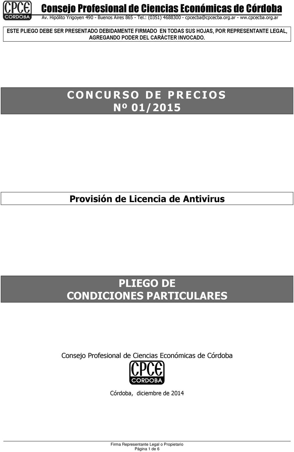 CONDICIONES PARTICULARES Consejo Profesional de