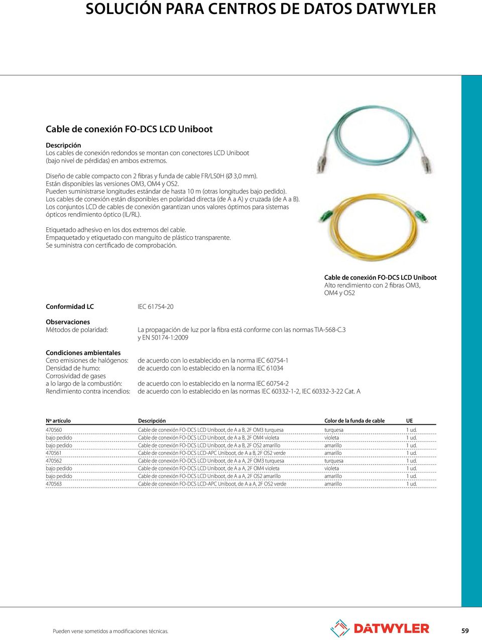 Pueden suministrarse longitudes estándar de hasta 10 m (otras longitudes bajo pedido). Los cables de conexión están disponibles en polaridad directa (de A a A) y cruzada (de A a B).