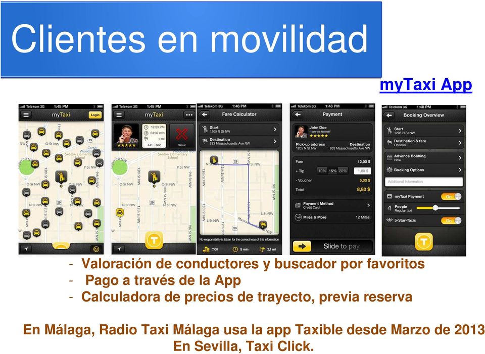 precios de trayecto, previa reserva En Málaga, Radio Taxi