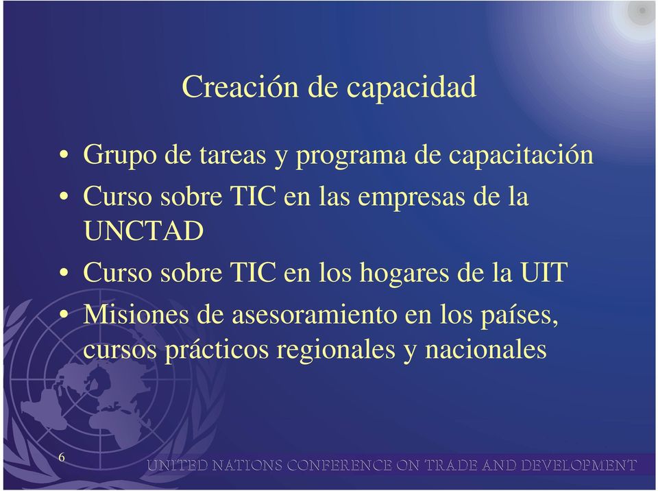 Curso sobre TIC en los hogares de la UIT Misiones de