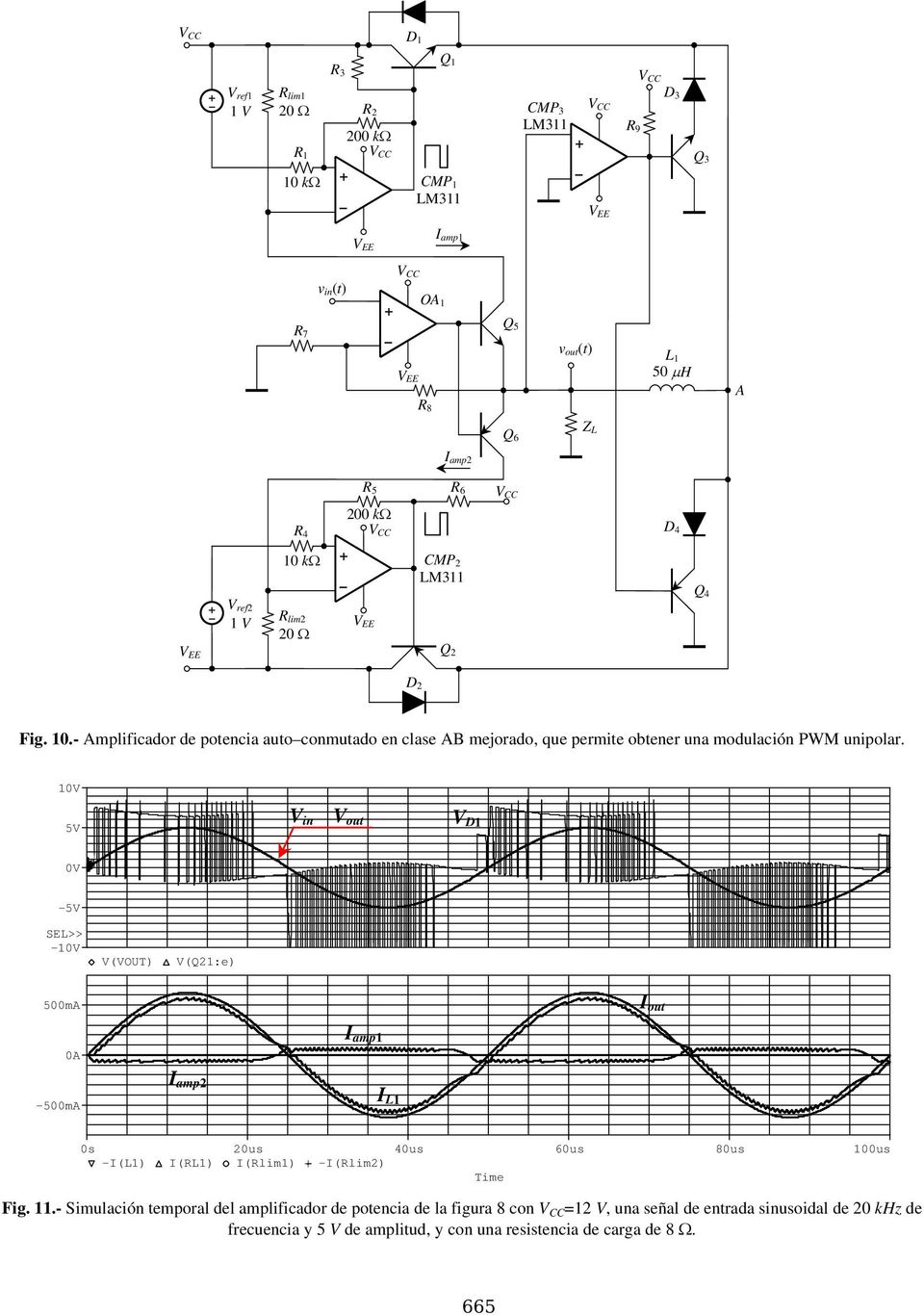 - Amplificador de potencia autoconmutado en clase AB mejorado, que permite obtener una modulación PWM unipolar.