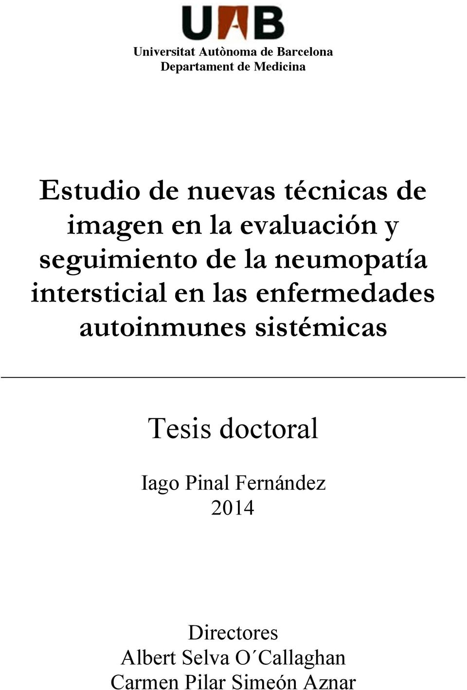 intersticial en las enfermedades autoinmunes sistémicas Tesis doctoral Iago
