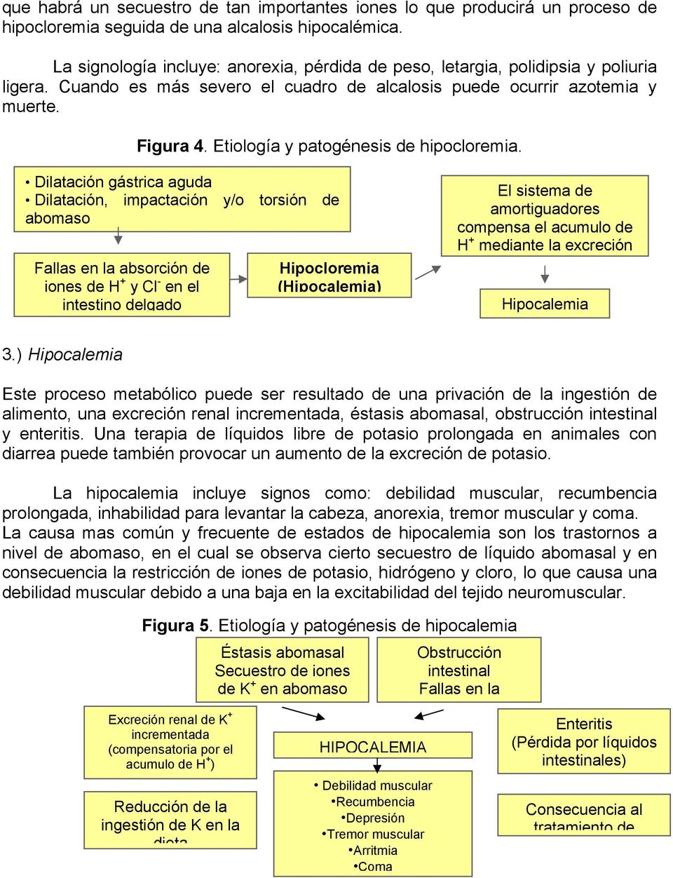 Etiología y patogénesis de hipocloremia.