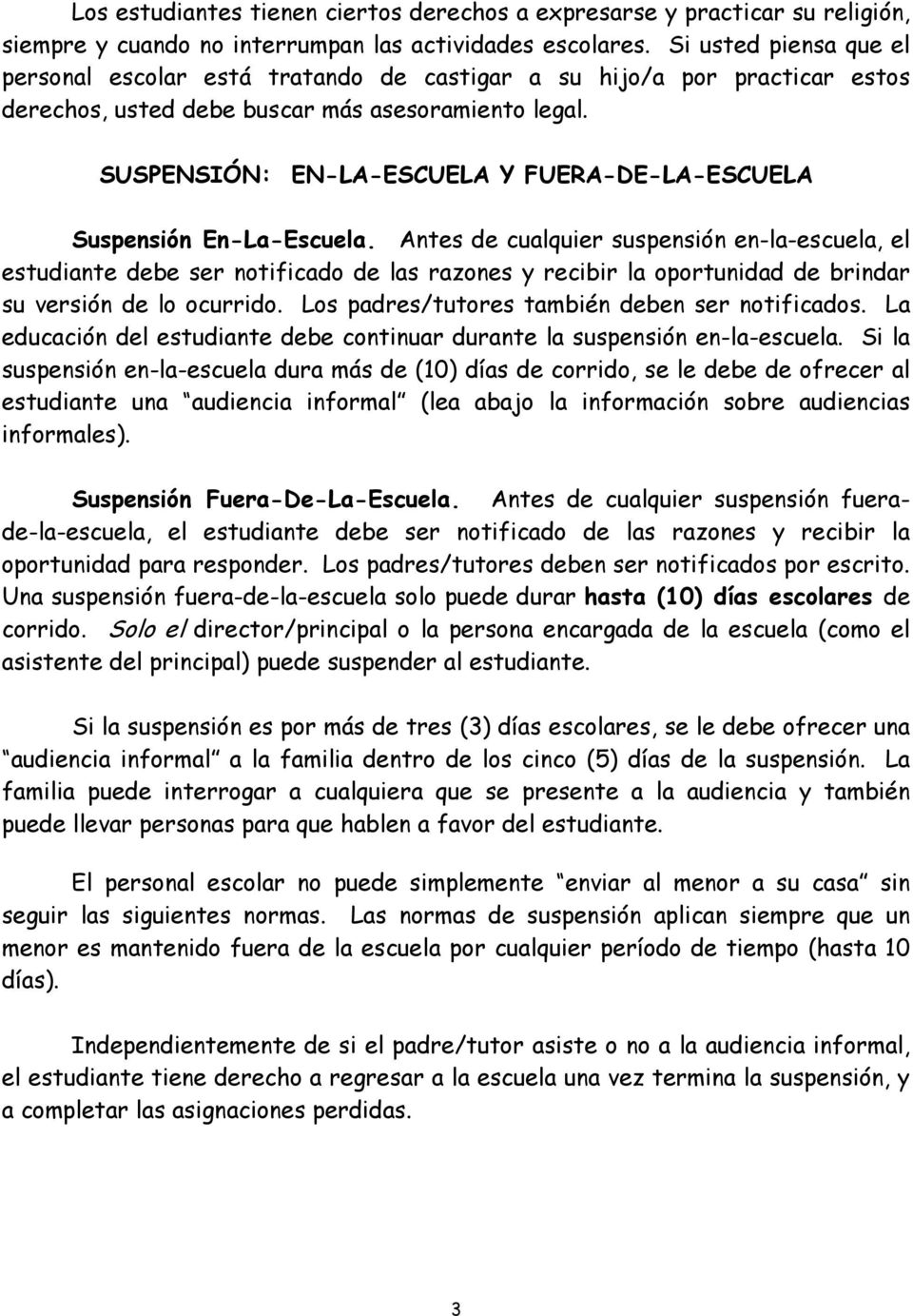SUSPENSIÓN: EN-LA-ESCUELA Y FUERA-DE-LA-ESCUELA Suspensión En-La-Escuela.