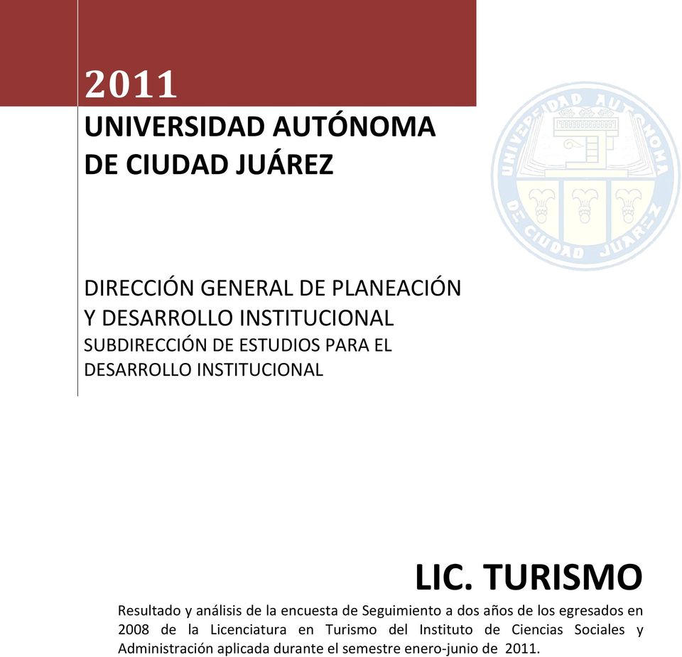 TURISMO Resultado y análisis de la encuesta de Seguimiento a dos años de los egresados en 2008 de