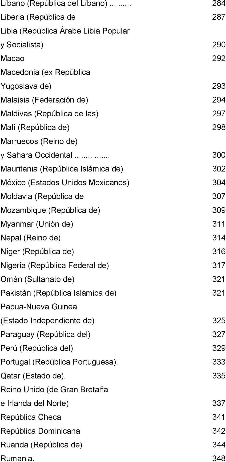297 Malí (República de) 298 Marruecos (Reino de) y Sahara Occidental.