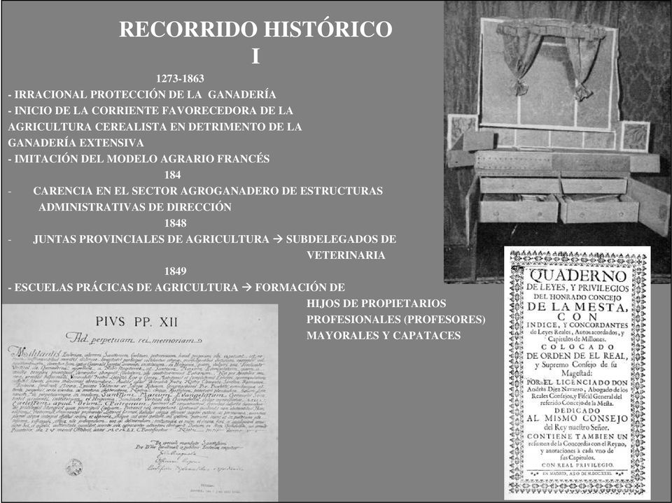 SECTOR AGROGANADERO DE ESTRUCTURAS ADMINISTRATIVAS DE DIRECCIÓN 1848 - JUNTAS PROVINCIALES DE AGRICULTURA SUBDELEGADOS DE