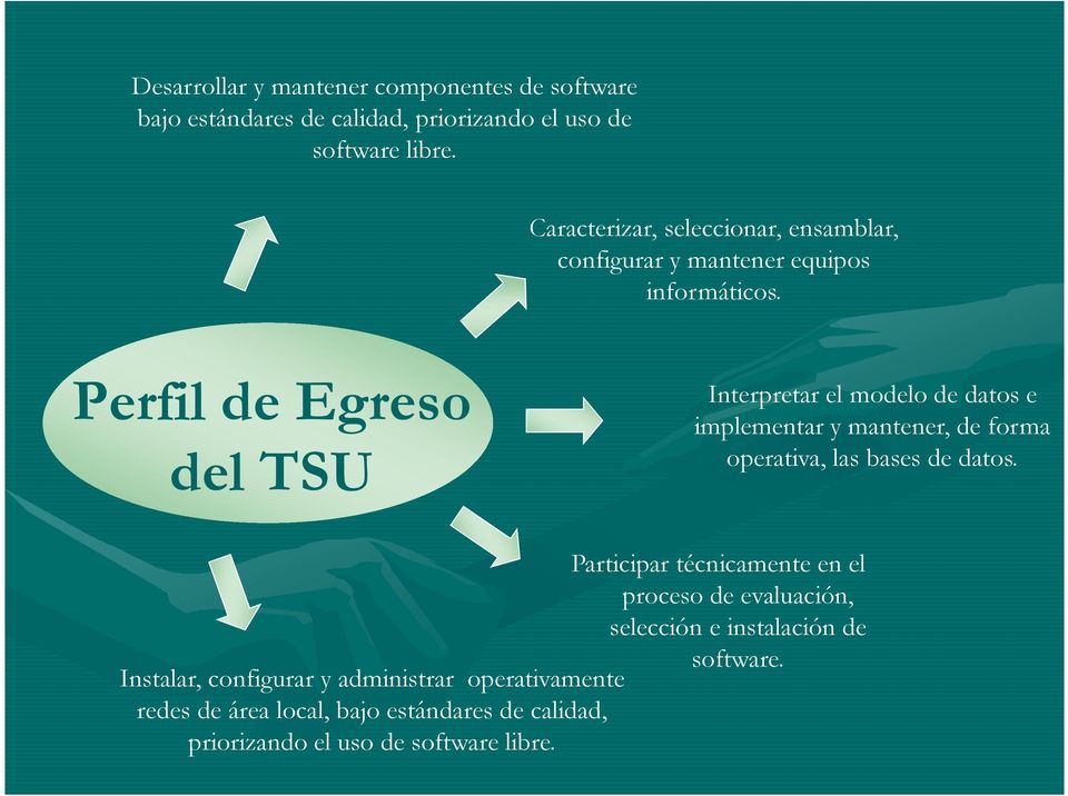 Perfil de Egreso del TSU Interpretar el modelo de datos e implementar y mantener, de forma operativa, las bases de datos.