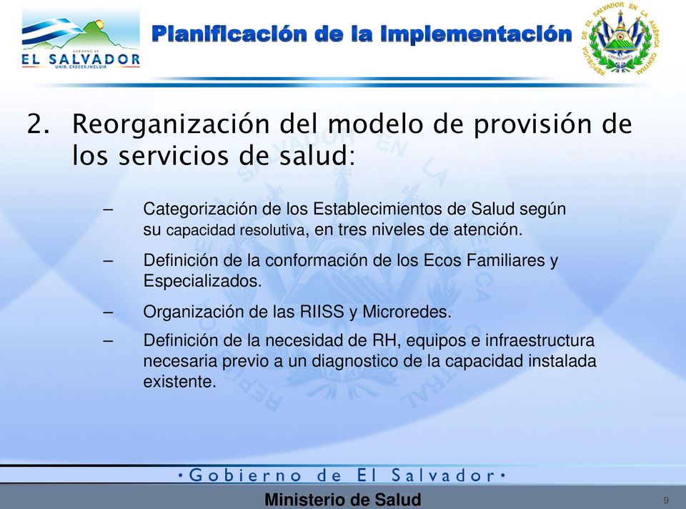Definición de la conformación de los Ecos Familiares y Especializados. Organización de las RIISS y Microredes.