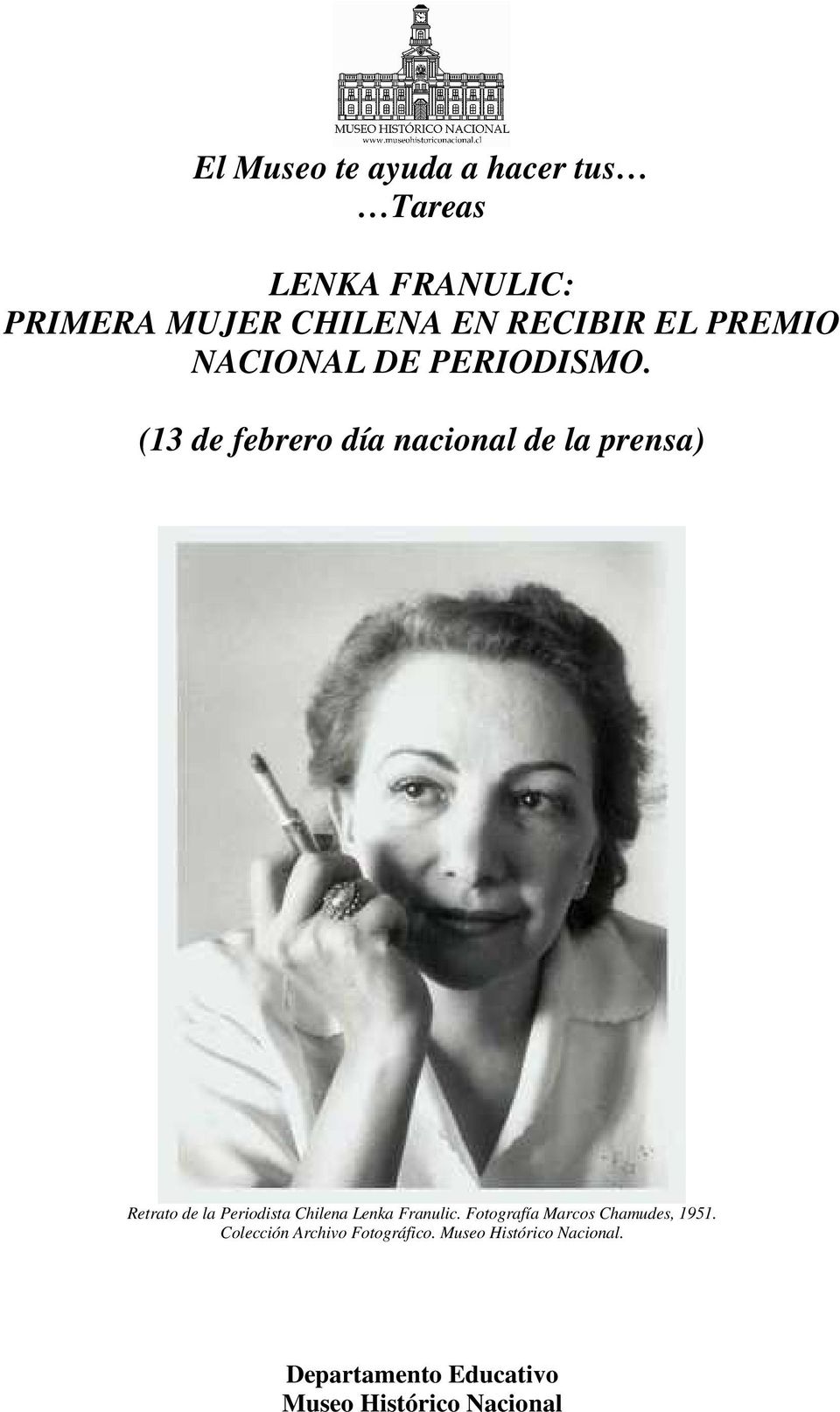 (13 de febrero día nacional de la prensa) Retrato de la Periodista Chilena Lenka