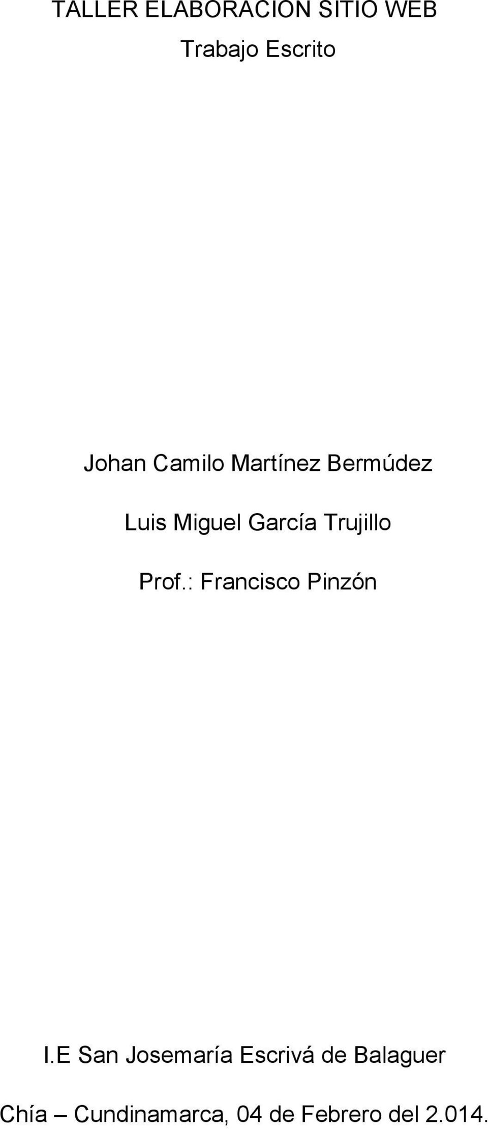 Prof.: Francisco Pinzón I.