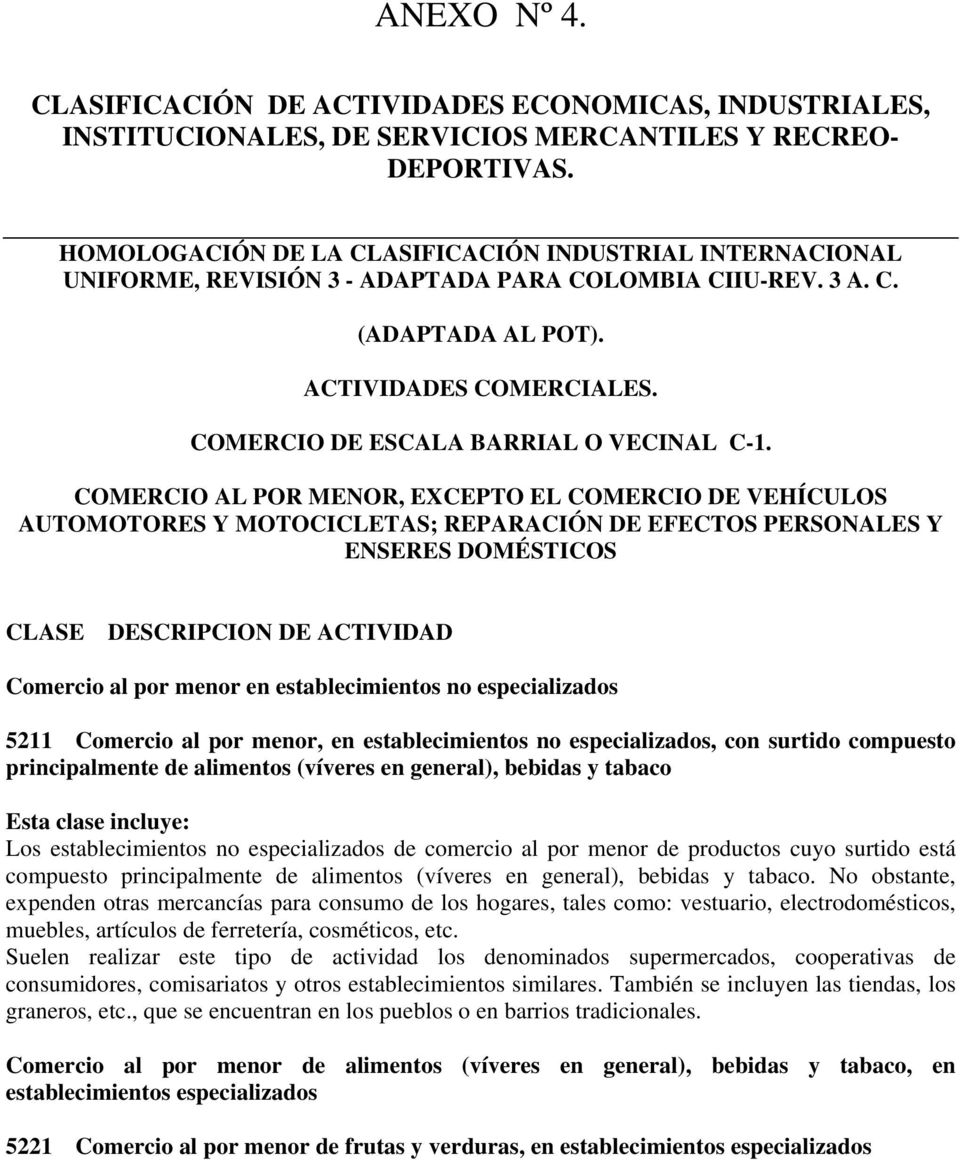 COMERCIO DE ESCALA BARRIAL O VECINAL C-1.