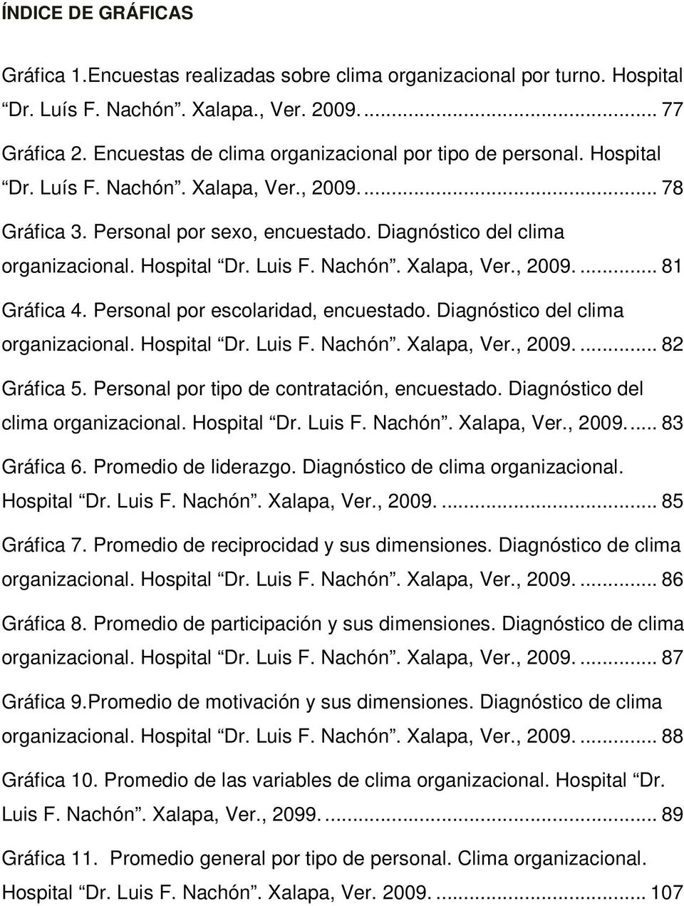 Hospital Dr. Luis F. Nachón. Xalapa, Ver., 2009.... 81 Gráfica 4. Personal por escolaridad, encuestado. Diagnóstico del clima organizacional. Hospital Dr. Luis F. Nachón. Xalapa, Ver., 2009.... 82 Gráfica 5.