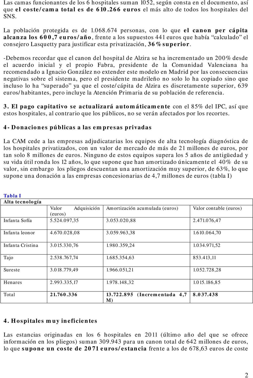 674 personas, con lo que el canon per cápita alcanza los 600,7 euros/año, frente a los supuestos 441 euros que había calculado el consejero Lasquetty para justificar esta privatización, 36% superior.