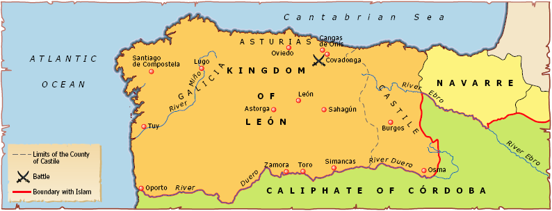 El comienzo de los Reinos Cristianos Mar Cantábrico Oceano Atlántico R