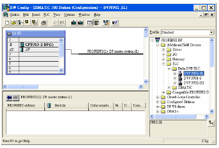 7. Una vez que todos los parámetros se han ajustado se habrá creado un bus de Profibus Agregar el archivo GSD 1. En la ventana de HW Config, seleccione Options Install GSD File 2.