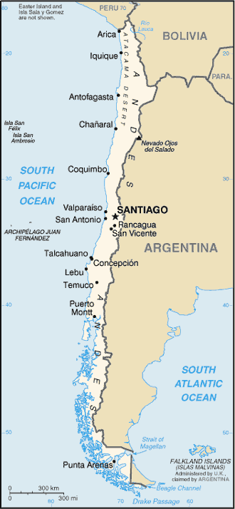 Chile marítimo: islas y costas - 7.000 km de costas (inc. Antártica) - 4.800 km de costas con del territorio americano - 6.