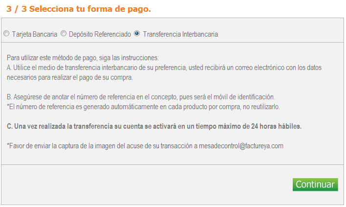 V.- Enviar la ficha escaneada y el PDF de la compra Nopagado al correo electrónico mesadecontrol@factureya.com. VI.