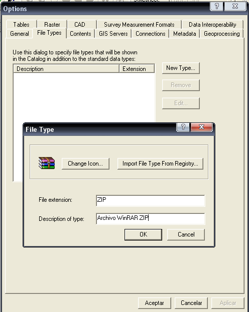 La Figura 2 muestra algunos de los formatos que maneja ArcGis, además de documentos de proyectos (MXD) y carpetas de sistema operativo.