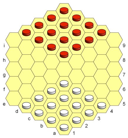 VARIANTES HEX DAMA Hex dama es una adaptación literal del juego de damas internacional a un tablero hexagonal.