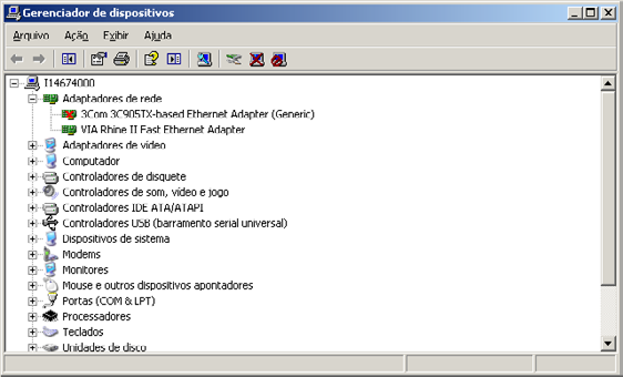 7. No Windows, ir ao menu Gerenciador de dispositivos, conforme figura a seguir; 8. Clique em Portas (COM & LPT); Configuração do modem 9.
