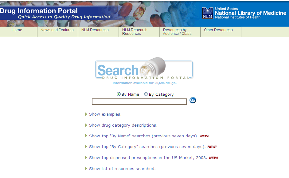 Base de datos de medicamentos: National Library of Medicine