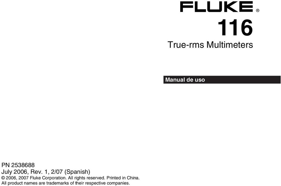 1, 2/07 (Spanish) 2006, 2007 Fluke Corporation.