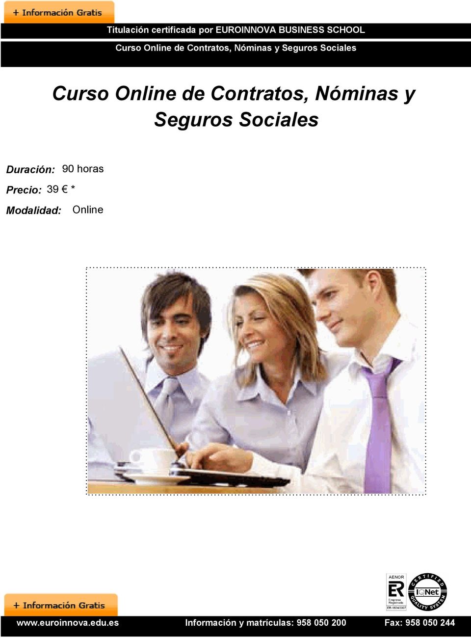 Sociales Curso Online de Contratos, Nóminas y