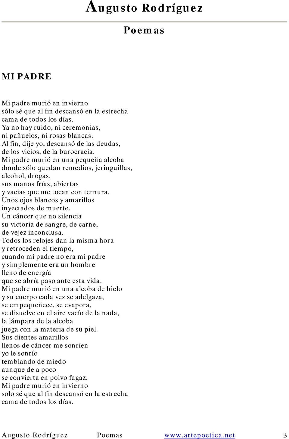 Augusto Rodríguez. Poemas ADIÓS PADRE - PDF Free Download