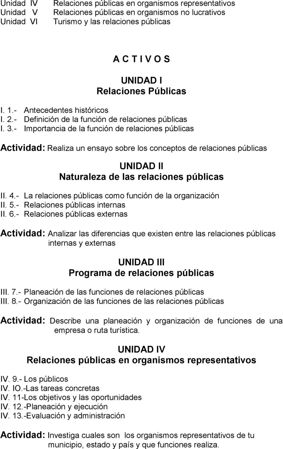 - Importancia de la función de relaciones públicas Actividad: Realiza un ensayo sobre los conceptos de relaciones públicas UNIDAD II Naturaleza de las relaciones públicas II. 4.