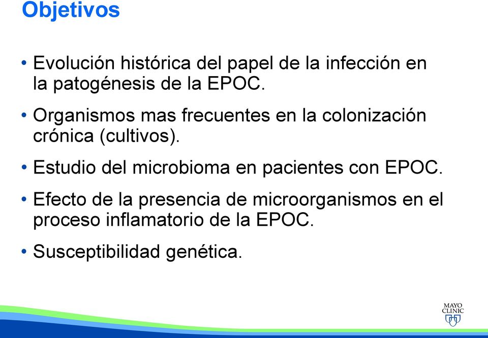 Estudio del microbioma en pacientes con EPOC.