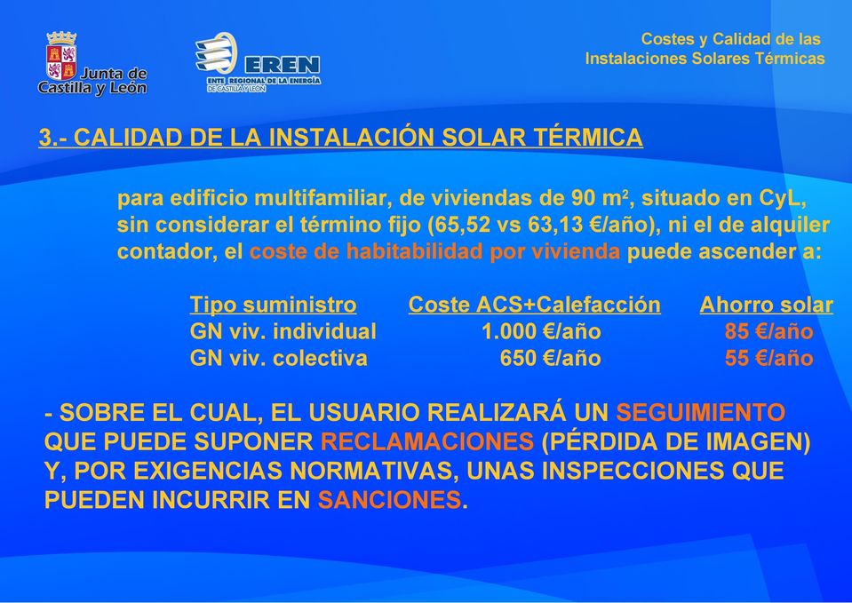 ACS+Calefacción Ahorro solar GN viv. individual 1.000 /año 85 /año GN viv.