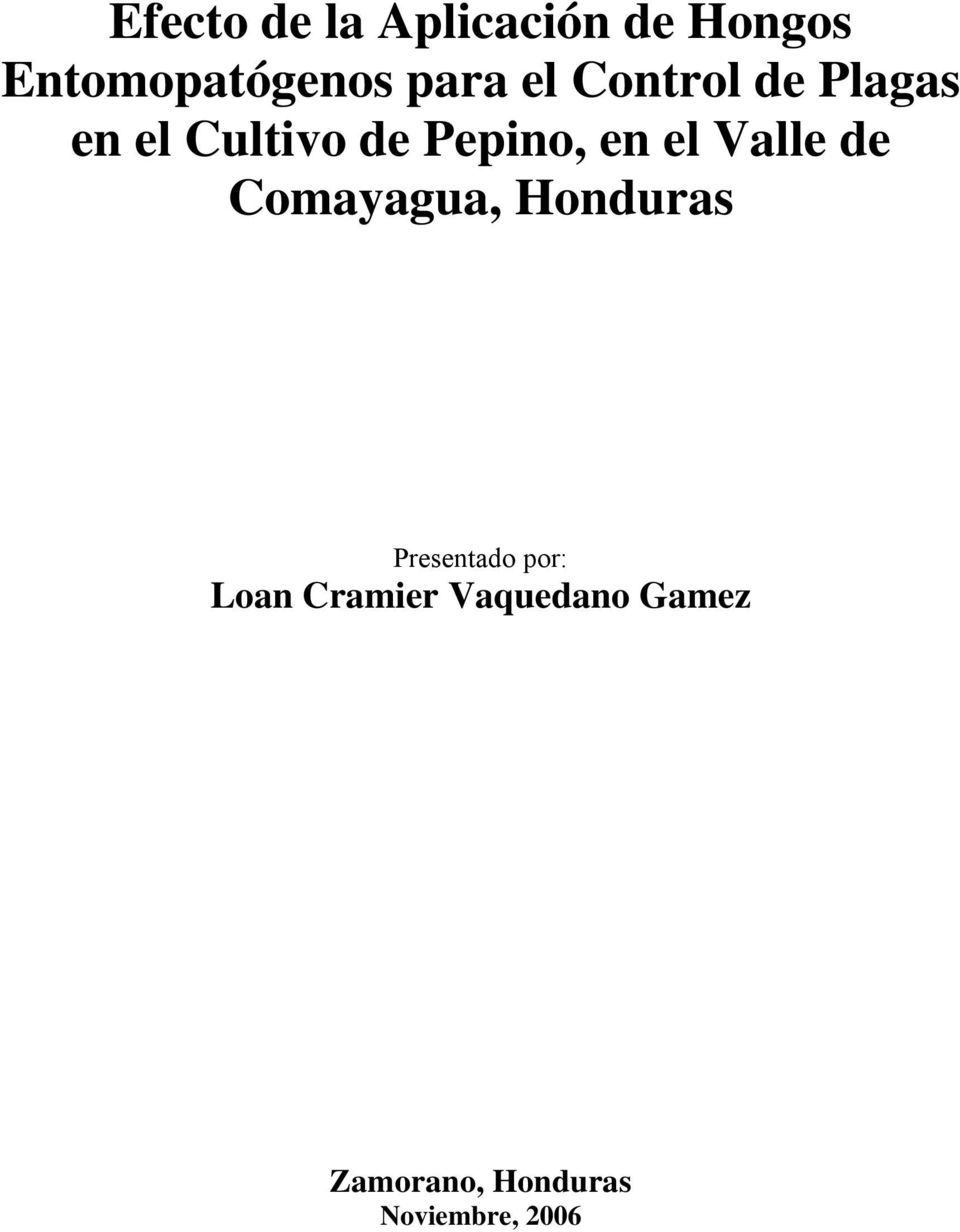 el Valle de Comayagua, Honduras Presentado por: Loan