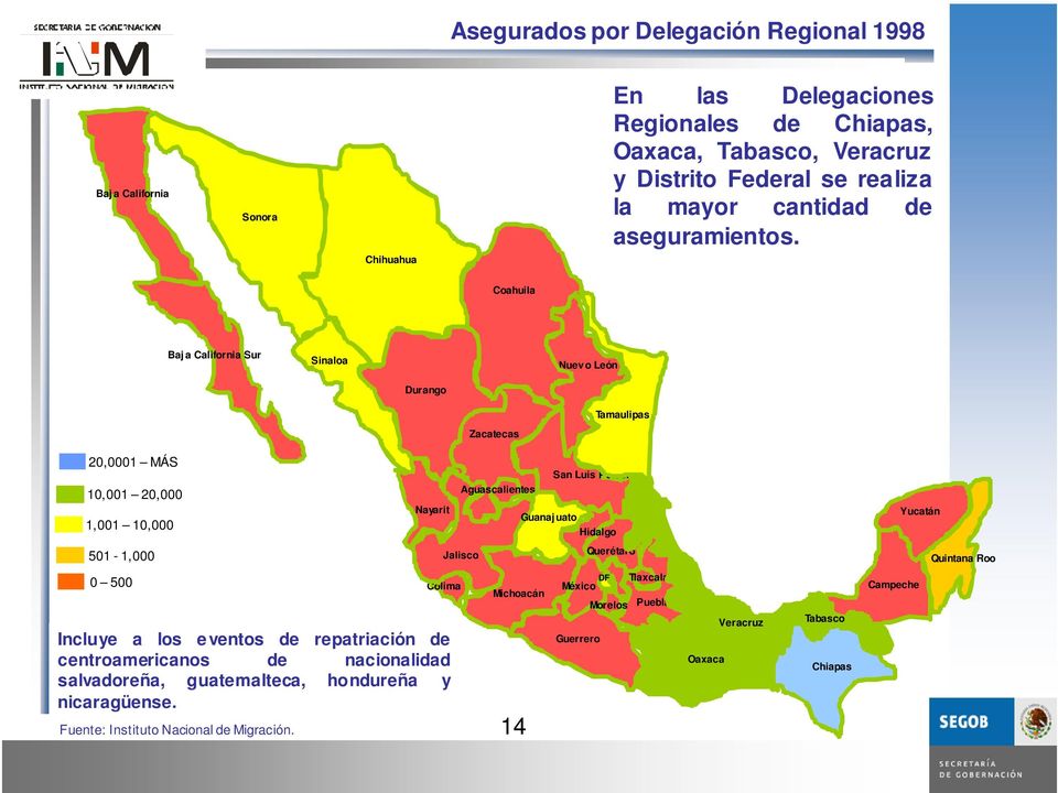 Coahuila Baj a California Sur Sinaloa Nuev o León Durango Zacatecas Tamaulipas 20,0001 MÁS 10,001 20,000 1,001 10,000 Nayarit Aguascalientes San Luis Potosí Guanaj uato