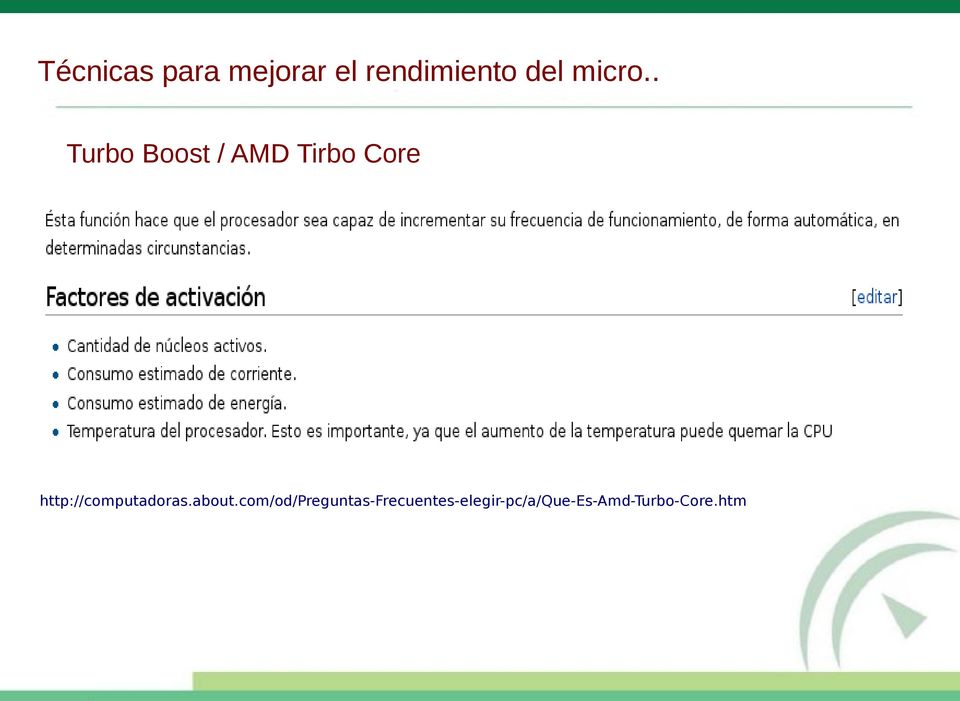 . Turbo Boost / AMD Tirbo Core