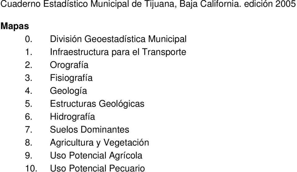 Orografía 3. Fisiografía 4. Geología 5. Estructuras Geológicas 6. Hidrografía 7.