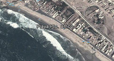 CAPITULO IV RESULTADOS Lugar de Estudio: Caleta Puerto Chico - Barranca Latitud: 10 45 34.92 S Longitud: 77 45 56.26 O Fotografía 1. Imagen satelital de la Caleta de Puerto Chico-Barranca.