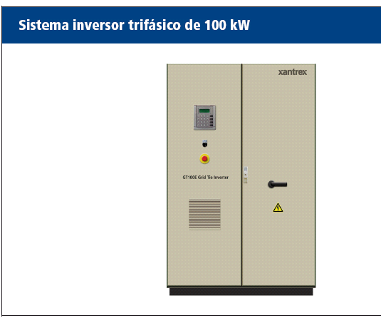 INVERSOR TRIFÁSICO COMERCIAL A continuación se muestra las características técnicas de un inversor trifásico comercial de 100 KW (www.xantres.