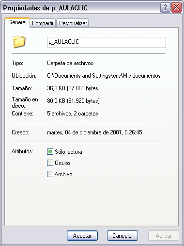 Sistema Operativo Windows XP bertus.es Pág. 21 de 55 creación, sus atributos, etc. Para conocer las características de una carpeta o archivo hemos de pinchar sobre él con el botón derecho del ratón.