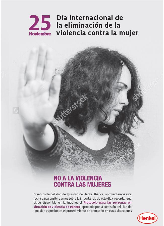 género - Infografía con datos estadísticos relacionados con la violencia de género en España y la labor de Henkel contra la violencia de género - Mail corporativo a toda la plantilla sobre el Día