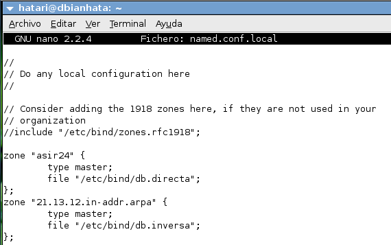 Servidores DNS Linux Debian Para instalar bind9 en Debian ponemos en la terminal lo siguiente: Una vez instalado, lo primero que hay que hacer es que el servidor DNS tenga como primer DNS su propia