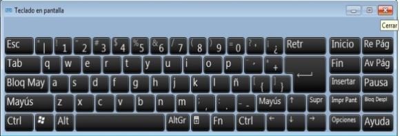 3. Sobre un documento en blanco de un procesador de texto compruebe el funcionamiento del teclado. Para desactivar el Teclado en la Pantalla, haga clic sobre el botón cerrar de su ventana.