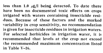 Pesticidas EPA (1972) OMS (1996) : In order to reduce inputs of phosphorus, nitrogen and pesticides from non-point sources (particularly agricultural sources) to water bodies, environmental and