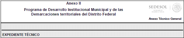(Primera Sección) DIARIO OFICIAL Jueves 31 de marzo de 2016 Anexo II DATOS GENERALES Municipio: (1) Ejercicio fiscal: (2) Monto del FISMDF: (3) 2% del FISMDF: (4) (MONTO MÁXIMO A EJERCER) % de