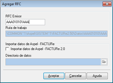 2. Agrega el RFC de trabajo. a) En la siguiente ventana agrega el RFC emisor de los comprobantes. Figura 2. Alta del RFC de trabajo.